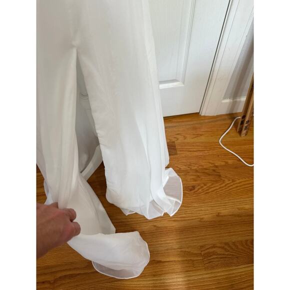 Lulus NWT Radiant Romance White Tie-Strap Maxi Dress Lined Chiffon Wedding Large - Picture 5 of 13